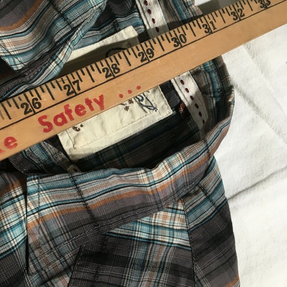 #61 Button Up Pearl Snap Plaid Western Shirt Men's Sz Medium Coastal Long Sleev - Picture 7 of 9